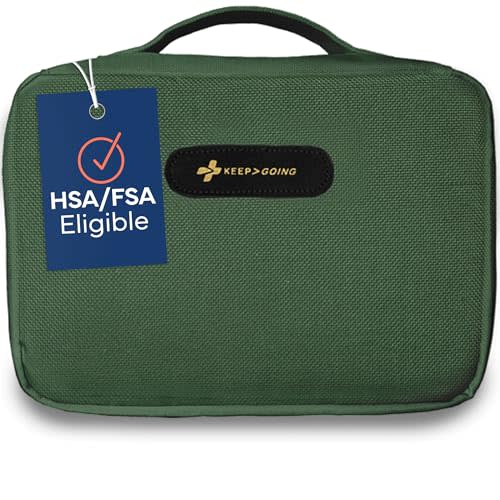 KeepGoing Large Home First Aid Kit for Kids – 270 Pc. for Car, Home, Dorm, & Boat with Latex-Free Bandages – 10 x 7 x 3.5 in. Travel First Aid Kit (Hunter Green)