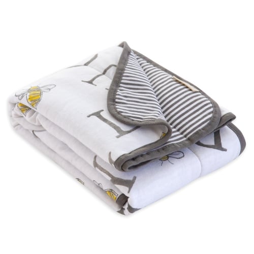 A-Bee-C Organic Cotton Reversible Soft Baby Blanket