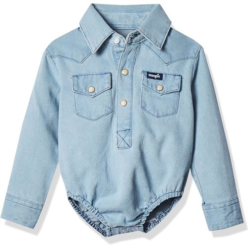 Wrangler Baby Boys' Western Long Sleeve Denim Bodysuit