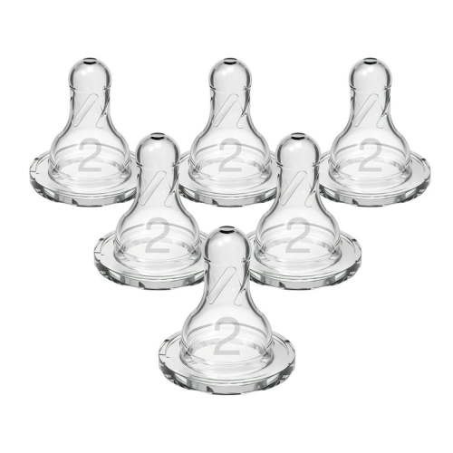 Dr. Brown's Level 2 Medium Flow Baby Bottle Nipple, 3m+, 100% Silicone, Anti-Colic, Breast-like, 6 Pack