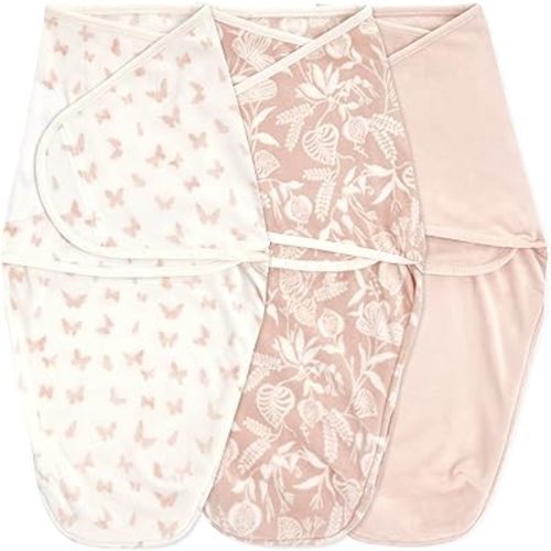 aden + anais Essentials Velboa Wrap 3 Pack, Zipper Bottom for Quick Diaper Change, Newborn Cozy Swaddle Blanket for Safer Sleep, Adjustable, Hip Healthy, TOG 1.5, Garden, 0-3 Months
