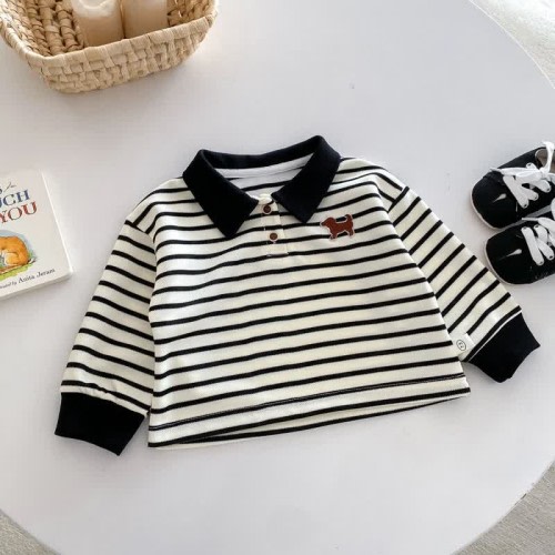 Baby Polo Dog Patch Striped T-shirt