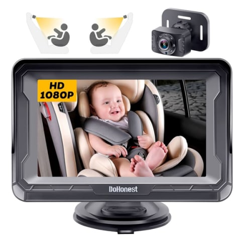 DoHonest Baby Car Camera HD 1080P - Rear-Facing Car Baby Monitor with Night Vision, Adjustable View Angle, Easy Setup, Anti-Glare Display, Safety for Kids & Infants