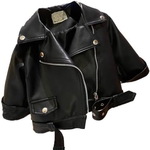 Baby Leather Motorcycle Jacket Coat Toddler Infant Zipper Fall Winter Solid Color Long Sleeve Outerwear Jackets