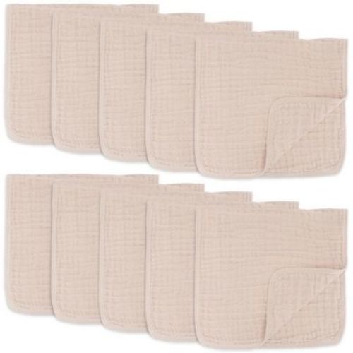 Muslin Burp Cloths Large 100% Cotton by Comfy Cubs, Color: Blush, Size: pack of 10