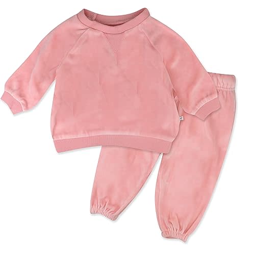 HONESTBABY Velour Pullover Hoodie and Zip Front Sweatshirt and Jogger Sweatpants Set