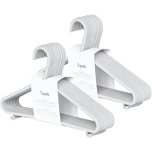 3 Sprouts Sustainable Wheat Straw Plastic Toddler & Kids Hangers – Pack of 30 Infant Baby Clothes Hangers for Closet Organization – Small Children's Hanger for Nursery - Speckled Gray