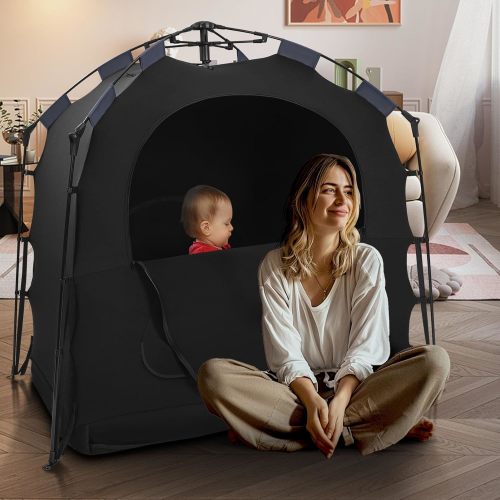 Portable Baby Sleep Pod,Pack N Play Blackout Cover Baby Sleep Tent,Upgraded version 1-Click Set Up Travel Crib Canopy,Block Out 95% Light.