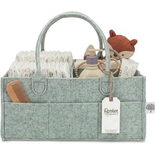 Parker Baby Co. Felt Diaper Caddy Organizer - Large, Sage