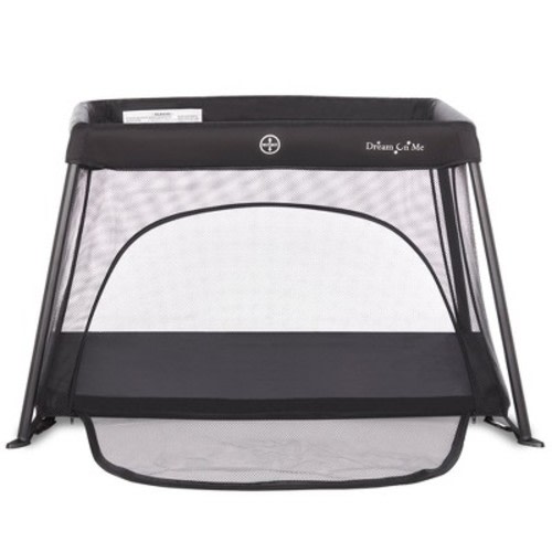 Dream On Me Travel Light Playard with Mesh Zipper Door, Color: Black