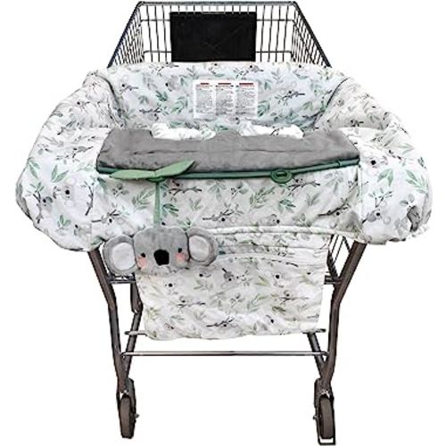 Boppy Shopping Cart and High Chair Cover—Preferred | Green Gray Koala and Leaves with Koala Toy | with Integrated Storage Pouch | 2-Point Safety Belt | Wipeable, Machine Washable | 6-48 Months