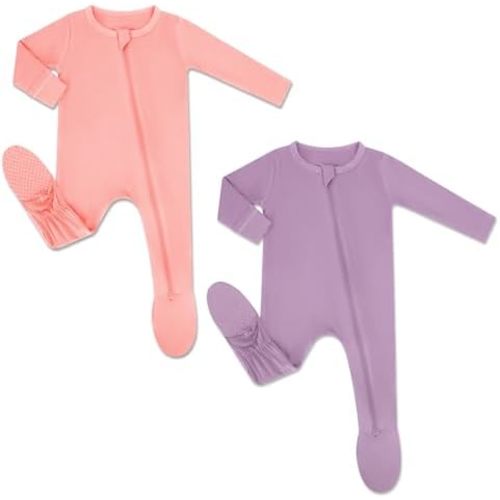 HAPIU Rayon from Bamboo Baby Footed Pajamas, 2 Way Zipper YKK, Footie for Baby Boy Girls, Newborn-24 Months