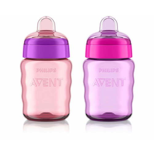 Philips Avent My Easy Sippy Cup with Soft Spout and Spill-Proof Design, Pink/Purple, 9oz, 2pk, SCF553/23