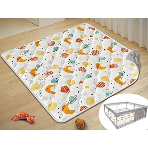 Baby Play Mat for Floor, 50x50 Inch Playmat for Playpen, Thicken Soft Padding Sponge Playmats for Babies and Toddlers Infants, Foldable and Machine Washable Crawling Mat