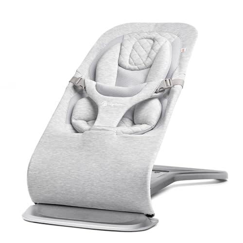 Ergobaby Evolve 3-in-1 Bouncer, Adjustable Multi Position Baby Bouncer Seat, Fits Newborn to Toddler, Light Grey