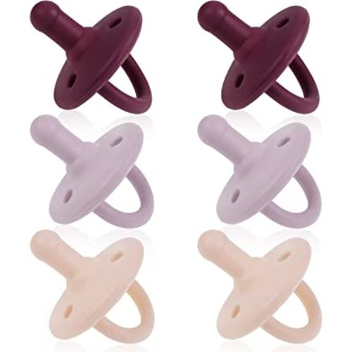 Sweet Child Pacifiers 0-18 Months, Set of 6 Ultra-Light Silicone Binkies with Collapsible Handle & 3 Air Holes for Added Safety, Best Newborn Pacifiers for Baby Boys Or Girls