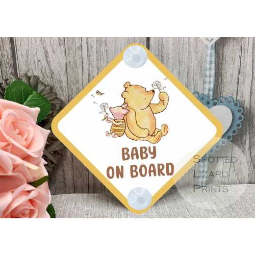 Winnie the Pooh Baby on Board Car Sign - Baby on Board | Child on Board - Pregnancy announcement - Baby Sign - Gift for Mum - Baby due
