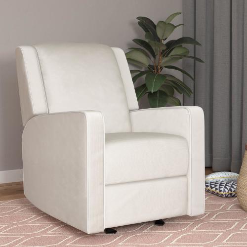 Baby Nursery Glider Recliner Chair, White Linen