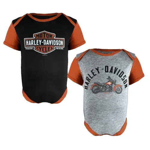 Infant Ribbed 2 Pack Bodysuits - Black/ Orange | Harley-Davidson USA