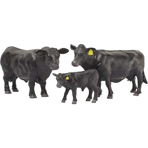 Little Buster Toys Black Angus Family Set - Angus Cow, Bull, and Calf; 1/16th Scale