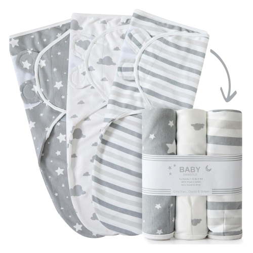 Moonlight20015 Organic Cotton Newborn Baby Swaddle Blanket & Sleep Sack 0-3 Months Unisex Gray 3P