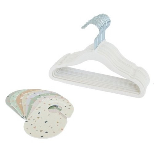 3 Sprouts Baby Velvet Hanger & Closet Divider Set - Cream & Terrazzo