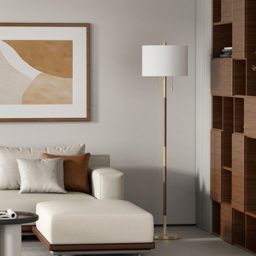 Everly Quinn 65'' Brass/Brown Traditional Floor Lamp For Living Room/Bedroom & Reviews | Wayfair