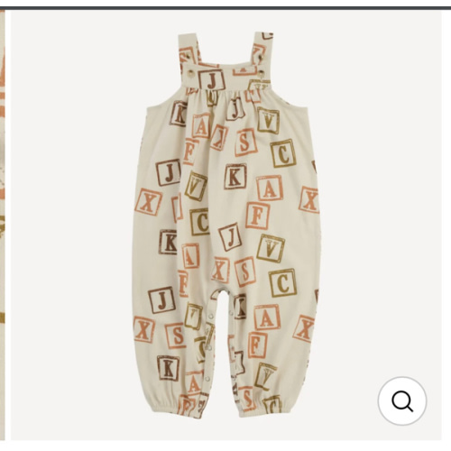 oliver jumpsuit | neutral alphabet blocks | organic cotton jersey
