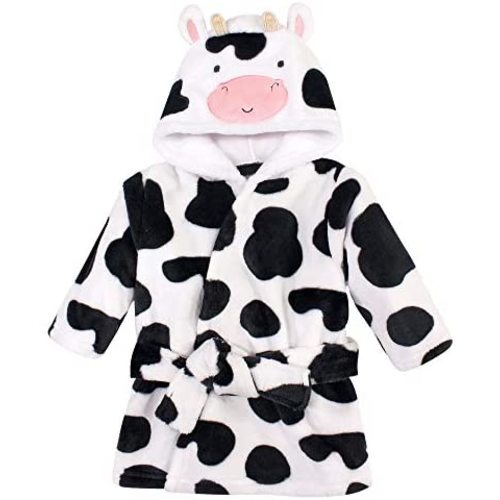 Hudson Baby Unisex Baby Plush Animal Face Bathrobe, Cow, 0-9 Months