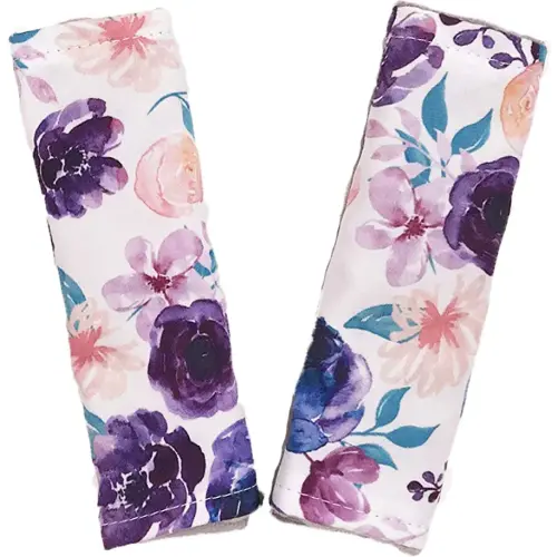 Baby Car Seat Neck Cover, Car Seat Strap Cover, Seat Belt Cushions Pads, Shoulder Strap Protectors, Reversible Pram Harness Covers in Minky Floral, Baby Neck Pad Protector