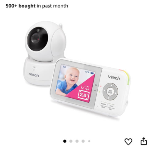 VTech VM923 Baby Monitor, 2.8” Screen, Pan-Tilt-Zoom, 1000ft Long Range, Night Vision, 2-Way Audio, Temperature Sensor, Lullabies, Secure Transmission No WiFi