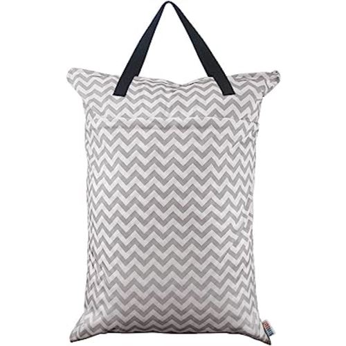 ALVABABY Large Wet Dry Bag,Waterproof Hanging Cloth Diaper with Double Zippered Pockets (25x18 inches) Laundry Bag HL-S33