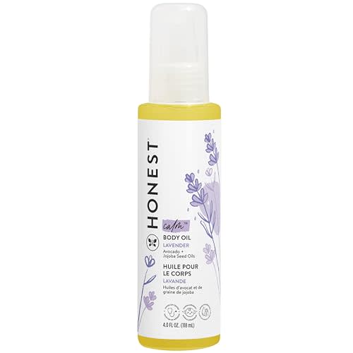 The Honest Company Lavender Infused Calming Body Oil | Gentle for Baby | Organic, Plant-Based, Hypoallergenic | 4.0 fl oz