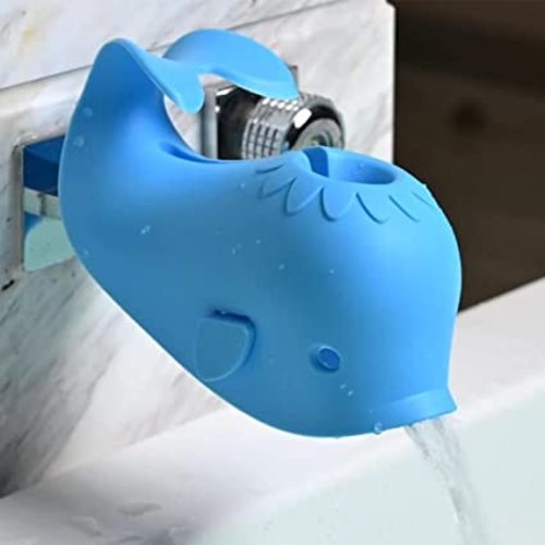 Faucet Cover Bathtub Baby Tub - Bath Spout Cover Baby Bathtub, Faucet Cover Baby Bathtub Silicone Whale for Kids, Toddlers, Blue (ALIBEBE)
