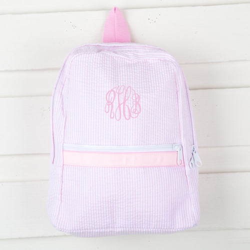 Kids Backpack - light blue seersucker