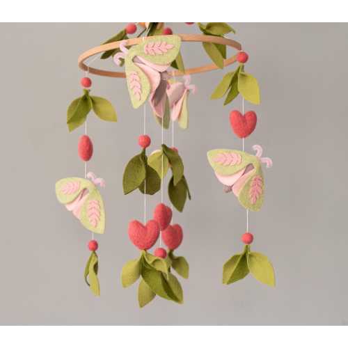 Butterfly mobile Lunar moth mobile for crib Woodland baby nursery mobile Baby shower gift for newborn Hanging felt minimalist baby mobile