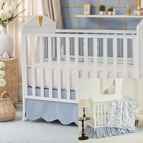 Brandream 4-Piece Crib Bed Skirt & Crib Bedding Set 100% Cotton Baby Nursery Bedding Set