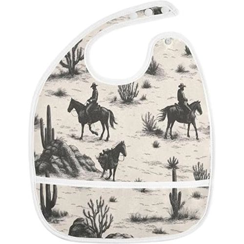 Baby Bibs for Boy and Girls 5 Pack Cotton Adjustable Newborn Bibs for Drooling & Teething, Wild West Cowboys
