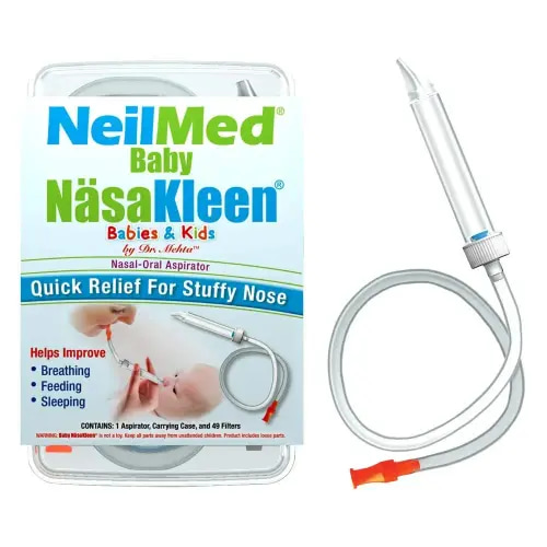 NeilMed Baby NasaKleen Nasal-Oral Aspirator with 49 Hygiene Filters and a Convenient Storage Travel Case