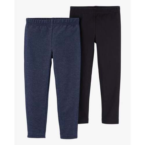 Baby 2-Pack Navy & Black Cotton Stretch Leggings - Carter's | Carter's