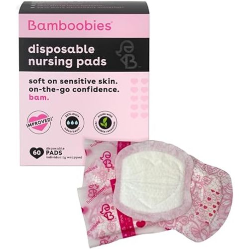 Bamboobies Women’s Disposable Nursing Pads, Super-Absorbent Milk Proof Pads for Breastfeeding, 360 Count
