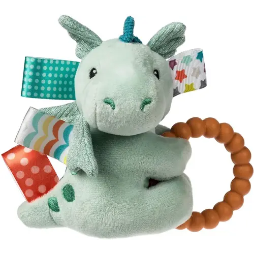 Soft Baby Rattle with Soothing Teether Ring and Sensory Tags, 6-Inches, Drax Dragon