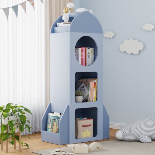 Isabelle & Max™ Kids Bookshelf And Toy Storage, 3-Tier Rocket Baby Book Shelf With Side Shelves, Wood Open Toddler Bookcase, Spacious Display Organizer For Children Playroom, Bedroom, Nursery, School & Reviews | Wayfair