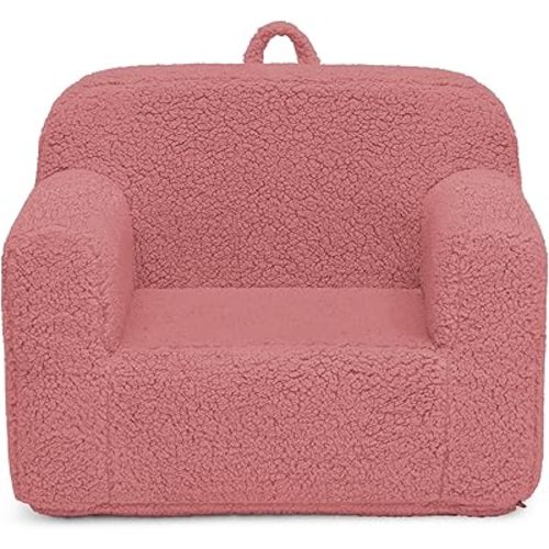 Delta Children Sherpa Cozee Chair - Foam Kids Chair for Ages 18 Months and Up, Rose