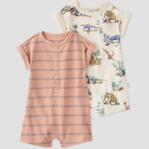 Little Planet by Carter’s Organic Baby 2pk Dino Romper, Size: 12M