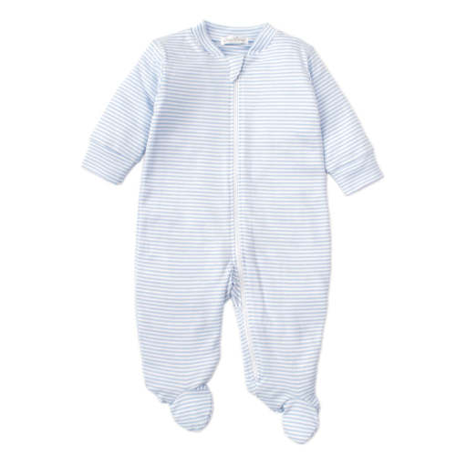 Blue Simple Stripes Pajama Zip Footie