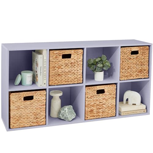 Best Choice Products 8-Cube Storage Organizer, 11in Shelf Opening, Bookcase, Display Shelf, Customizable w/ 3 Removable Back Panels – Lavender