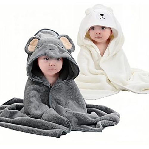 2Pcs Baby Hooded Towel,31 * 31 in Toddler Bath Towels for Newborn Babies,Toallas de Baño para Bebe,Organic Infant Kids Boy Essentials 1-3