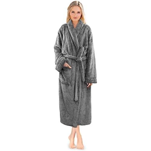 PAVILIA Premium Womens Plush Soft Robe Fluffy, Warm, Fleece Sherpa Shaggy Bathrobe