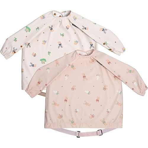 BIBaDO - Long Sleeve Baby Bibs - Babies & Toddlers 6-36 Months - Coverall Baby Led Weaning Bib - Easy Wipe, Soft & Waterproof